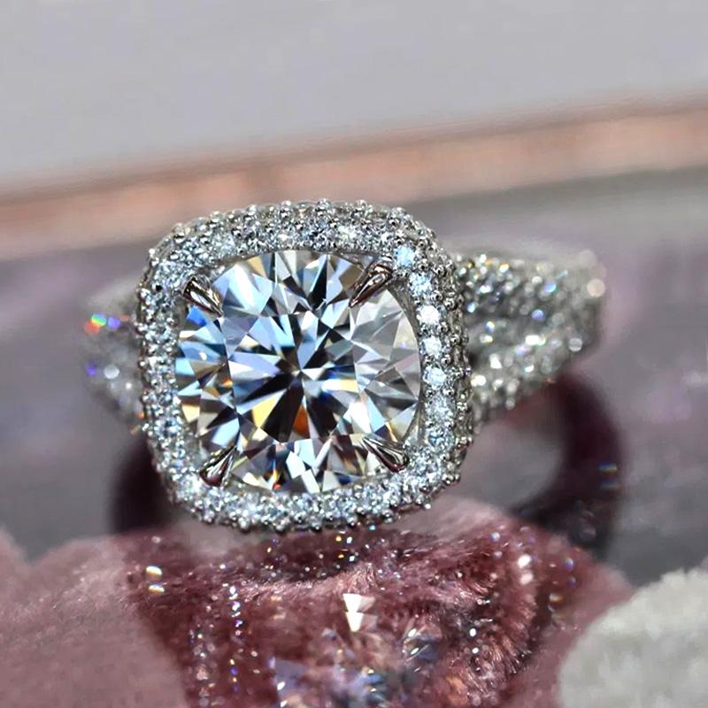 

Новые роскошные элегантные женские обручальные кольца кубический цирконий кристалл предложение обручить кольцо высокого качества серебряного цвета модные украшения