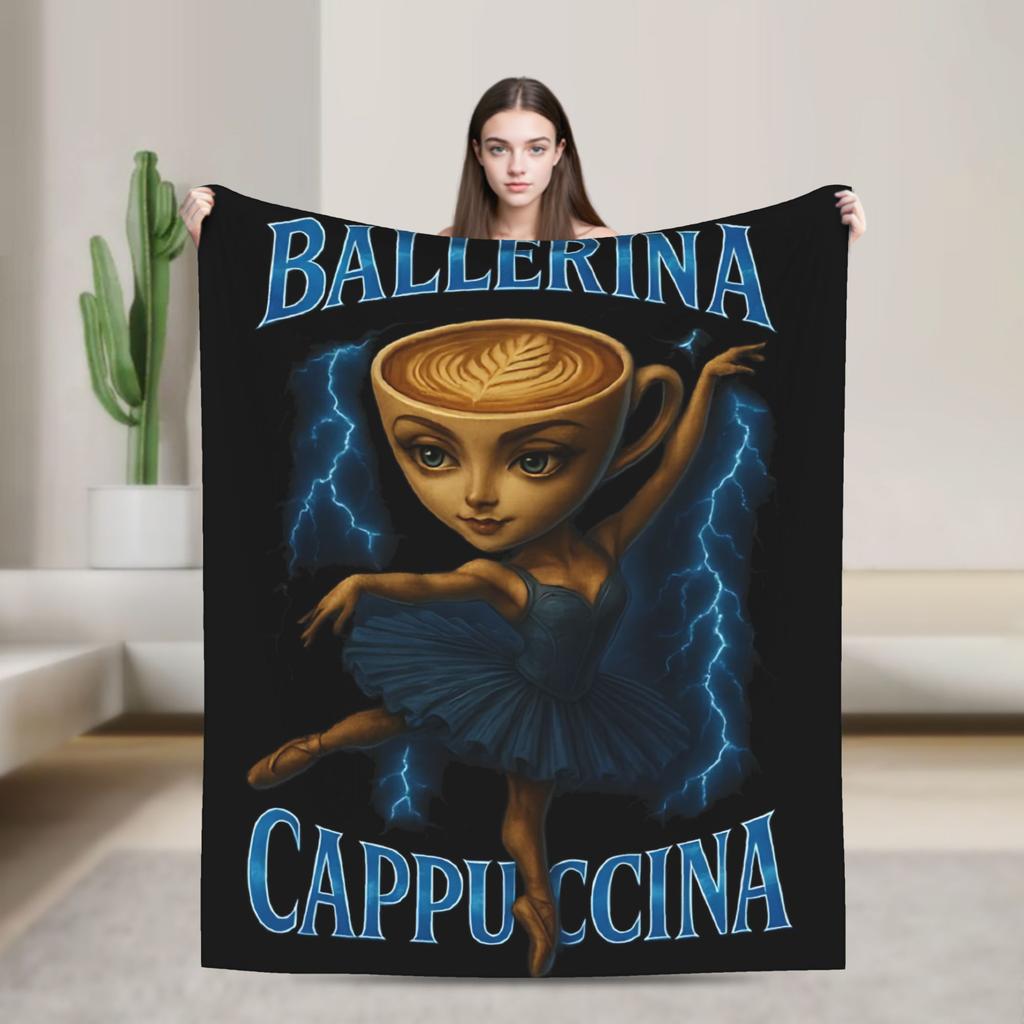 Italian Brainrot Animals Blanket Cappuccino Assassino Fleece Awesome Soft Throw Blankets for Home Winter
