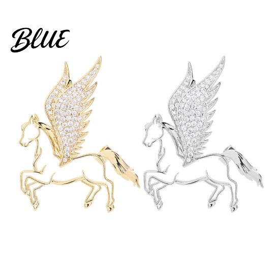 Mythology Inspired Brooch Horse Rhinestones-Encrusted Flying Pin Three-Dimensional Luxury Design