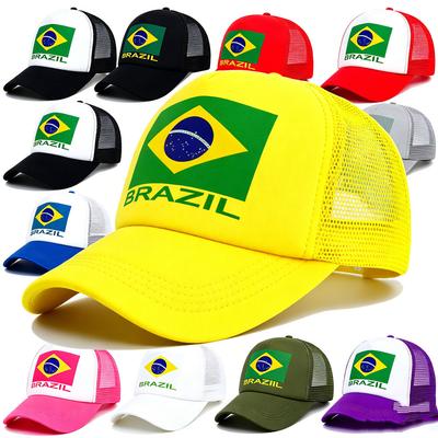 Unisex Baseballkappen mit Stickerei der brasilianischen Flagge, Frühling Herbst, Outdoor, Verstellbar, Lässige Hüte, Sonnenschutzhut, Sportkappe