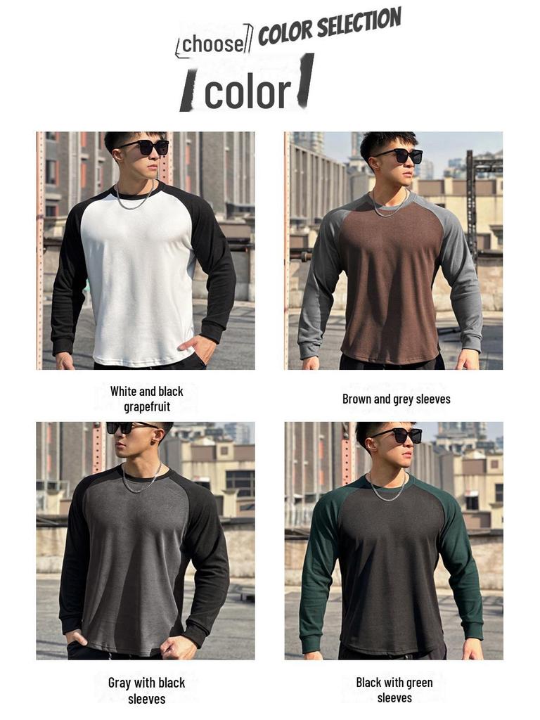Autumn Sports Pullover: European Fit, Double-Sided Velvet, Long Sleeve for Running.