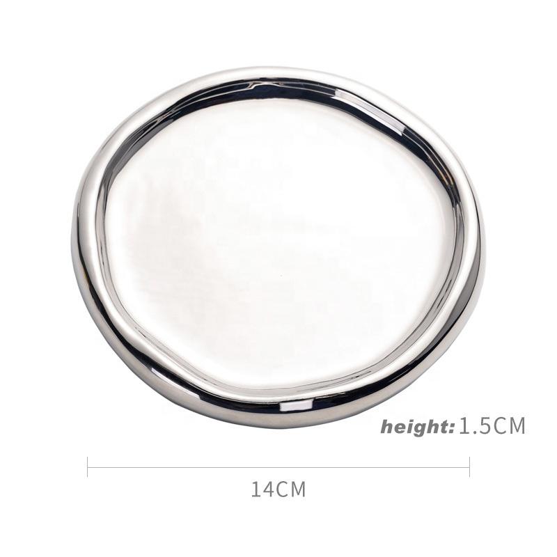 Versilbertes Keramiktablett Internetberühmte Foto-Requisiten Keramik Schmuckornamente Aufbewahrungs-Präsentationstablett