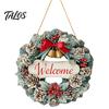 Rustic Farmhouse Ornament Wooden Christmas Welcome Sign, Animal Round Hanging Door Decor, Festive Wall Sign for Window Garden Holiday Decor