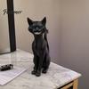 Creepy Cute Cat Statue 3D Printed Grinning Black Statue, Sitting Figurine, Dark Animal Collectibles Style Sculpture, Halloween Decorative Figurine for