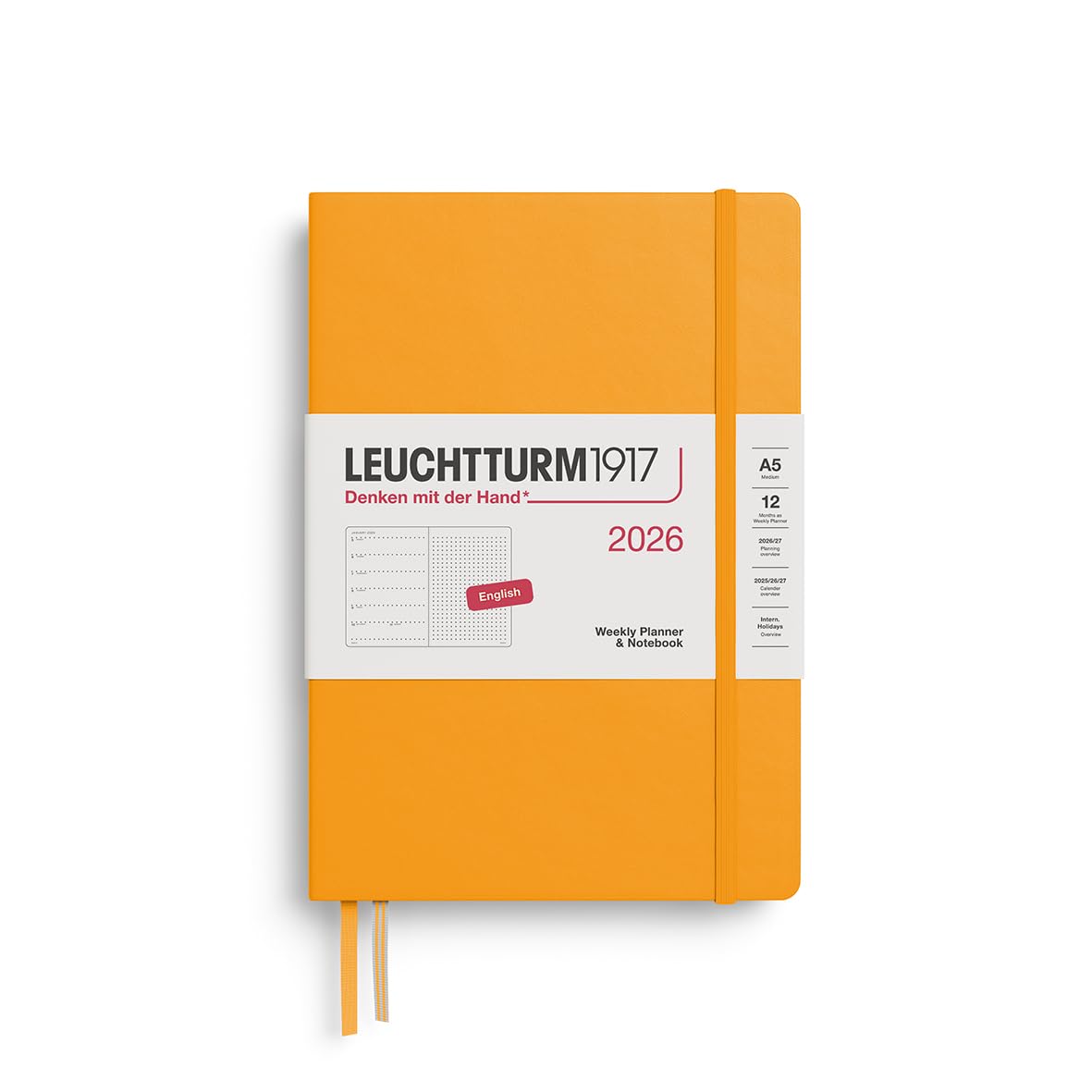 

Планировщик Leuchtturm 2026, начало в январе, A5, недельный, в точку, Восходящее солнце, 372702, Официальный импорт