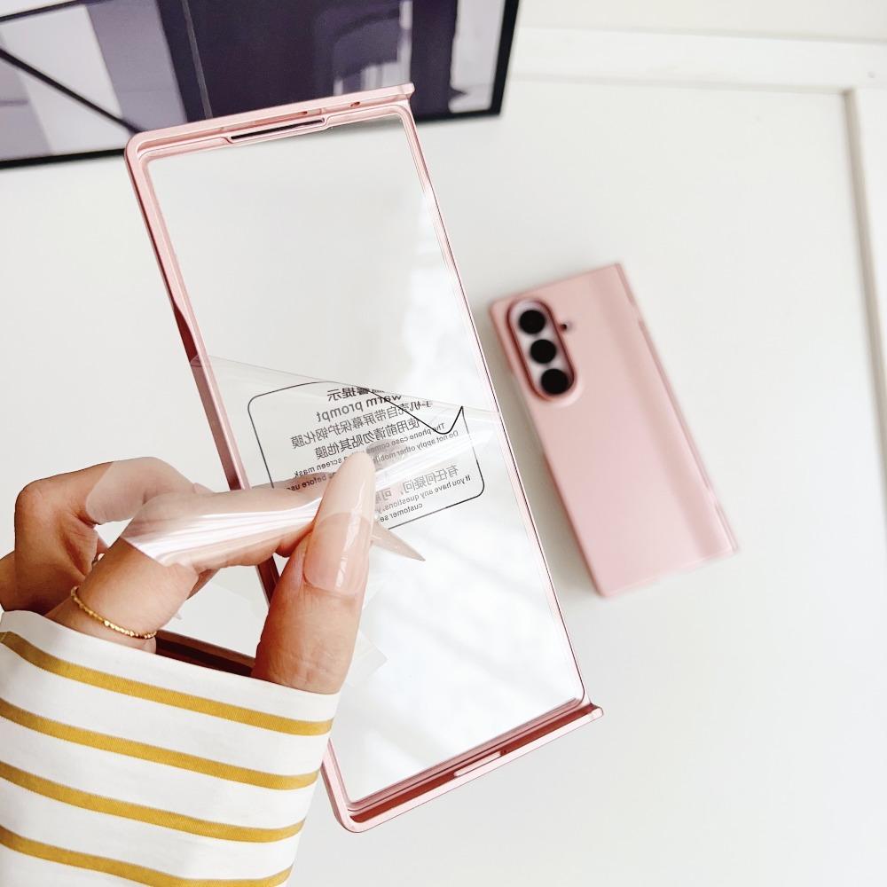 Matte Hinge Protective Phone Case for Samsung Galaxy Z Fold 7 6 5 4 3 with Tempered Glass Screen Protector and Back Cover