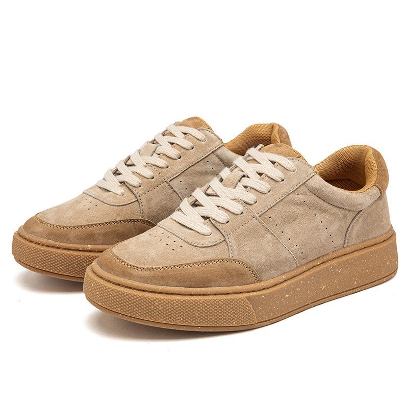 

Men s trendy 2025 spring skateboard shoes casual single shoes wear-resistant board shoes flat wheat-colored versatile men s German training 44