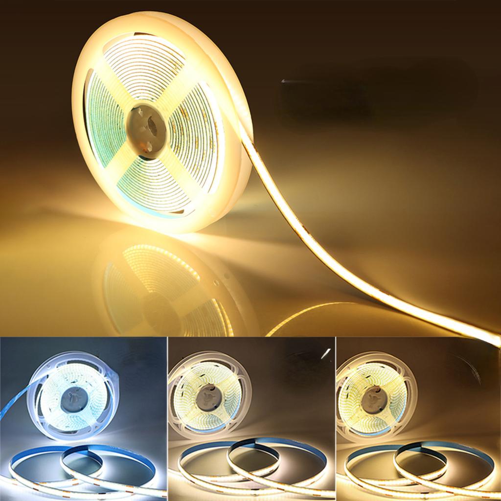 New 16.4ft Flexible Cob Strip Light - Cool White, Natural Light, and Warm for Living Room, Cabinet, Counter - Ideal for Home Dec