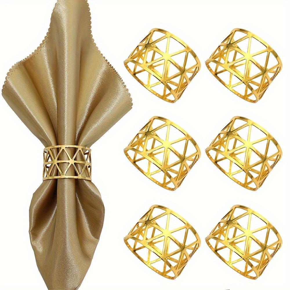 High Grade Shiny Metal Hollow Triangle Napkin Rings Napkin Clasps Are Suitable For Catering, Anniversary, Wedding, Birthday, Valentine's Day Gift