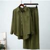 South East Asia Autumn and Winter Large Size Loose Elastic Wrinkle Long Sleeve Shirt Wide Leg Pants Fashion Casual Sports Suit