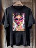 Vintage Pop Art Girl T-Shirt Washed Cotton Graffiti Style Graphic Tee Retro 90s Aesthetic Top Streetwear Fashionable Apparel