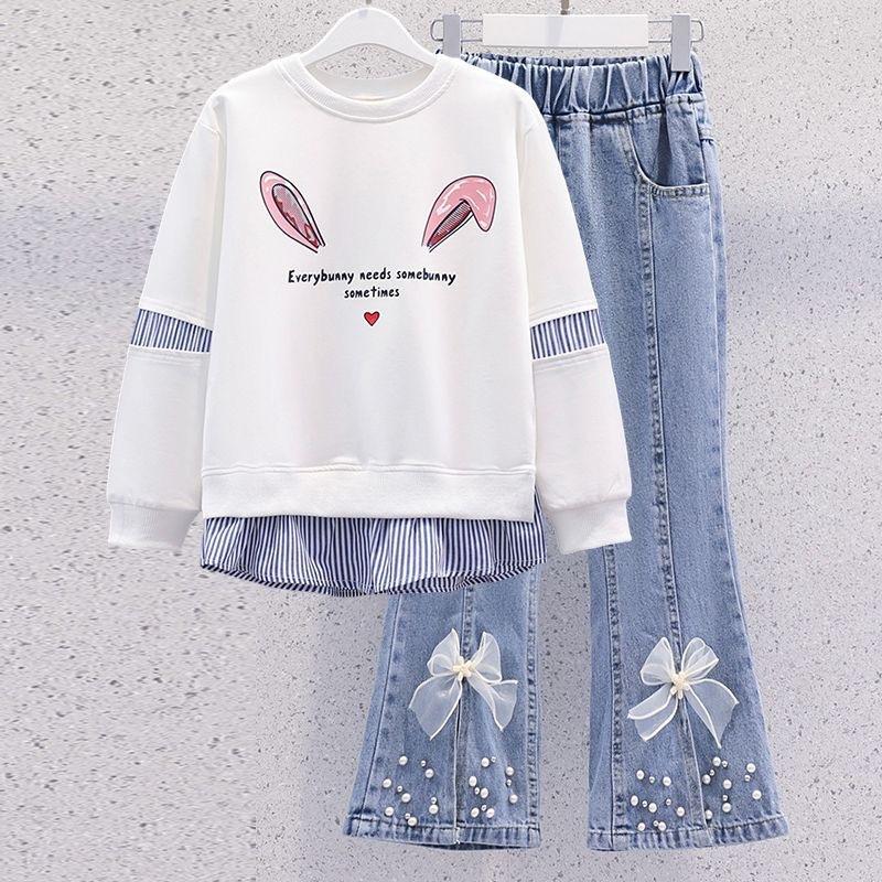 Girl Printing Clothing Set Casual Clothes Sweatshirt +Pants 2 Pieces Set