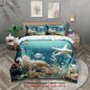 3pcs Blue Queen King Size Duvet Cover With 2 Pillowcases 3D Printed Coral Reef Sealife Soft Bedding Sets Comforter Not Included