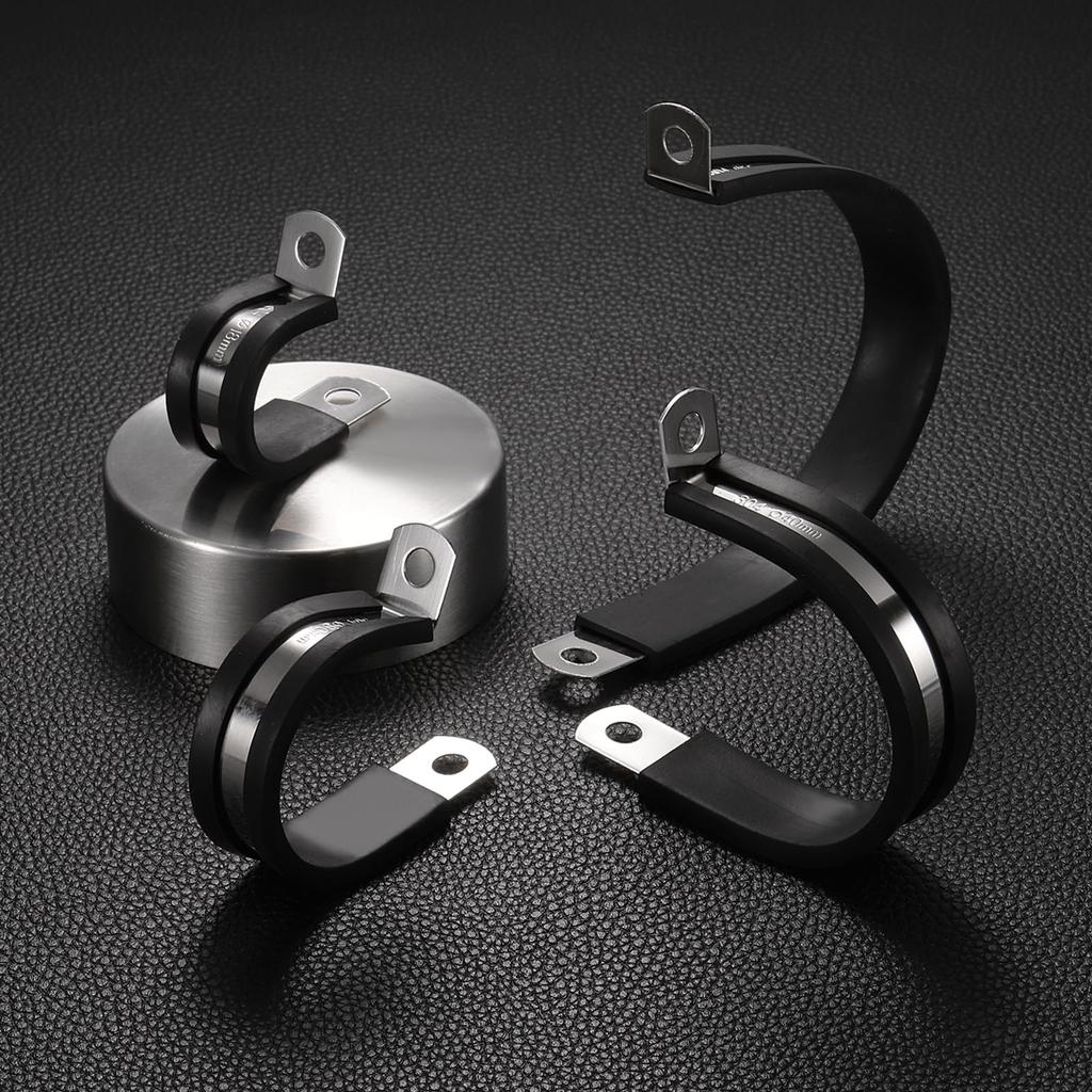 uxcell 24pcs 6mm(1/4") Cable Clamps 304 Stainless Steel Rubber Coated Cushioned Insulated Cable Clamp