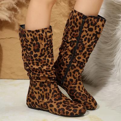 Stivali Alti Nuovi Invernali Leopardati Scarpe Basse Moda Stivaletti Chelsea a Mezza Gamba Stivali da Neve Marca 2025 Tendenza Casual Goth Botas Mujer