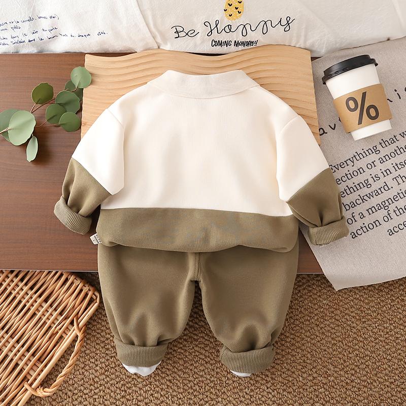 Boys' Long Sleeved 2-piece Set - Handsome Set for Boys - Fashion Polo Collar Top - Children's Casual Sportswear -6 Months -6 Years Old