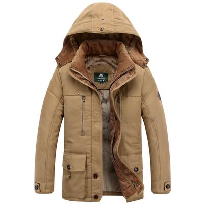 Autumn and Winter Men's Thermal Cotton Clothes Outdoor Casual Hooded Medium and Long Jacket Cotton-padded Clothes