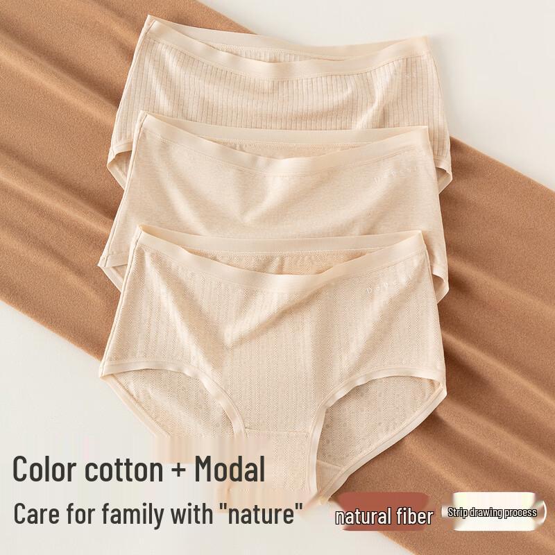 Dingguagua Women's Mid-Waist Antibacterial Viscose Cotton Briefs 3-Pack