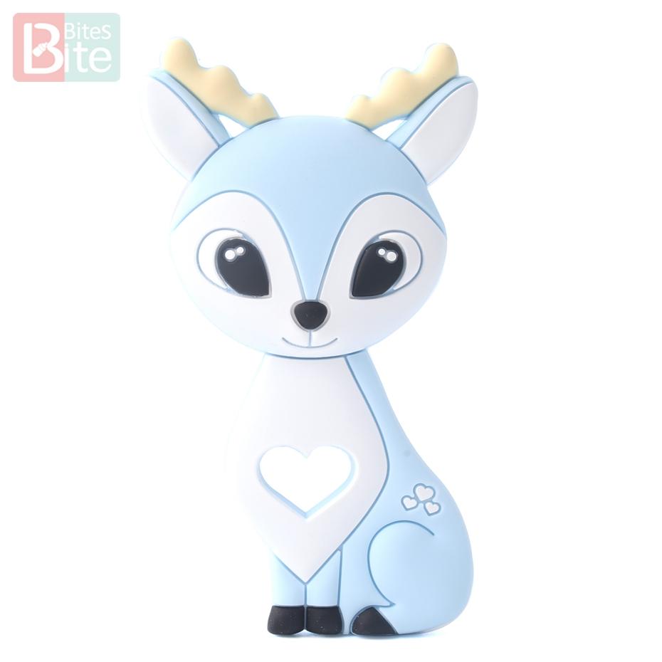 Bite Bites 1Pc Silicone Teether Christmas Gifts Tree Snowflake Pacifier Chain Making Food Grade Silicone Sika Deer Baby Teether
