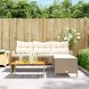 VidaXL Canapé de Jardin avec Table et Coussins en Forme de L, Siège de Patio, Meuble de Terrasse Balco Extérieur, Beige 365583
