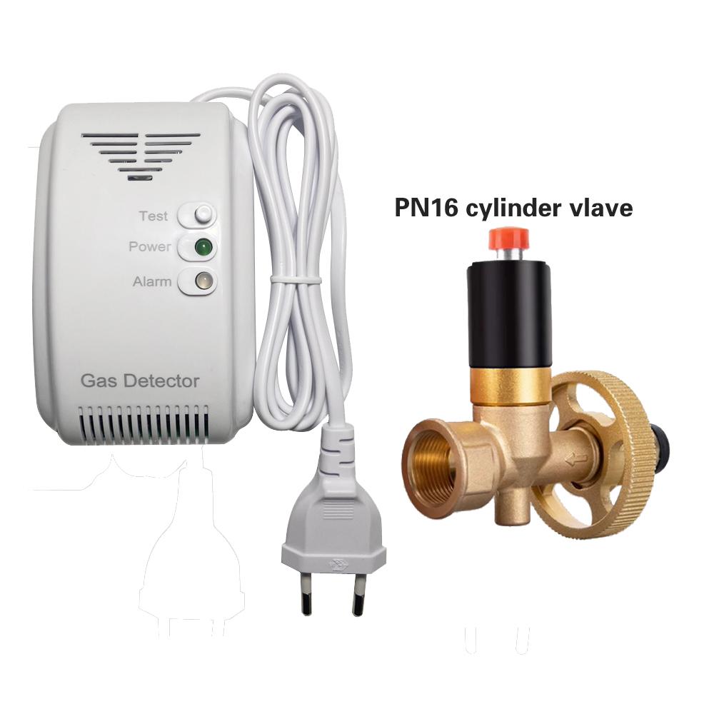 90-240VAC Kitchen CH4 Natural Gas Leaking Detector Magnetic Solenoid Valve Cut Off Coal Gas Fire Alarm Sensor For Home Security
