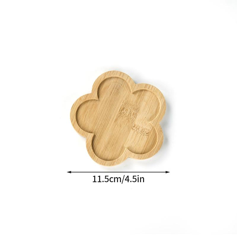 Bamboo Tray Creative Cup Tray Decorative Dessert Pallet Star Flower Shaped Trays Cake Cookie Holder Party Camping Decor Supplies
