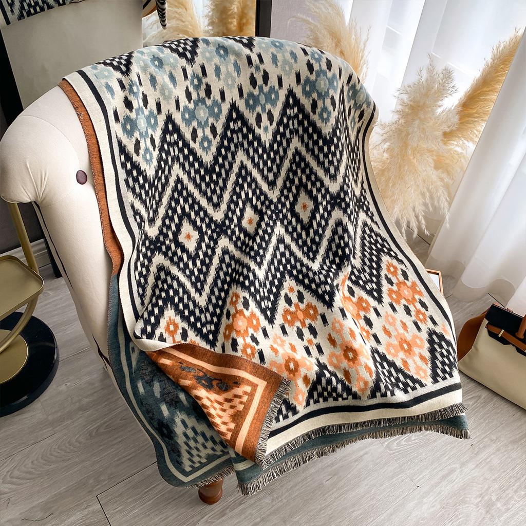 Foreign style scarf women's cashmere office air conditioner shawl with Korean version versatile scarf dual-purpose warm