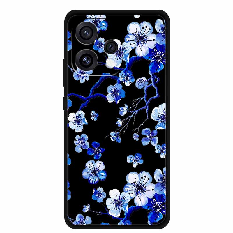 For Oppo Reno15 5G Case Flower Black Silicone Soft Protective Back Covers For Oppo Reno 15C 2025 Phone Case Coque Cartoon Shells