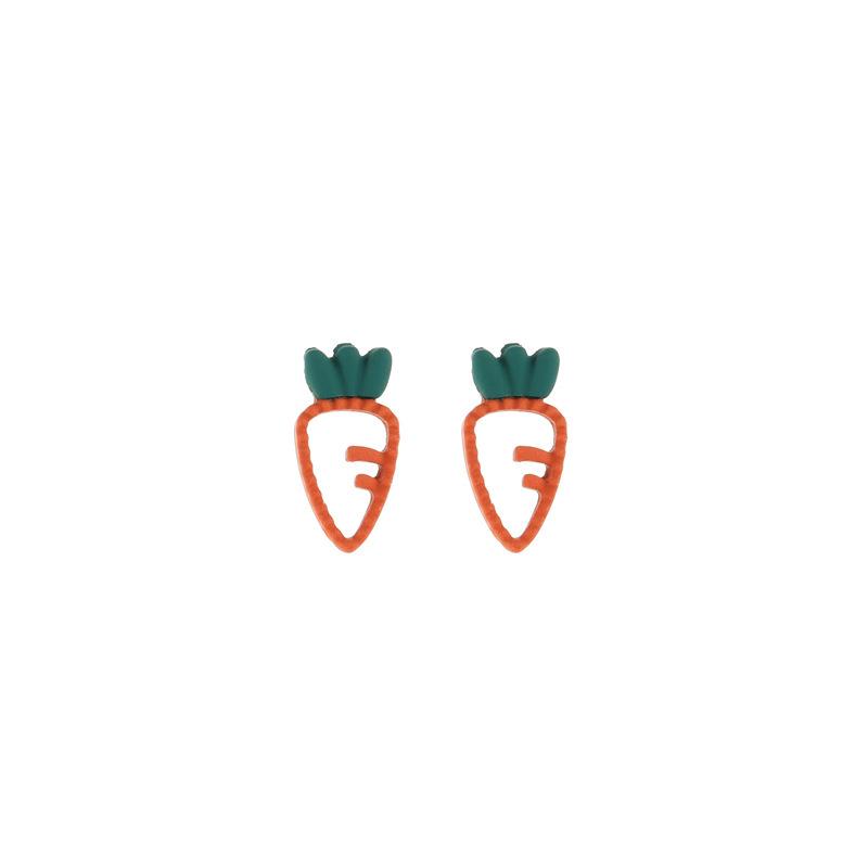 925 Silver Korean Cute Cartoon Carrot Stud Earrings - Elegant, Simple, Small, Exquisite, Girly Accessories