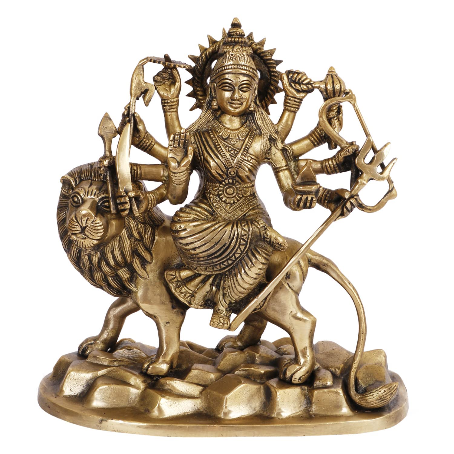Maa Durga Idol Sitting On Lion Walking On Stones Mata Sherawali Devi Idol