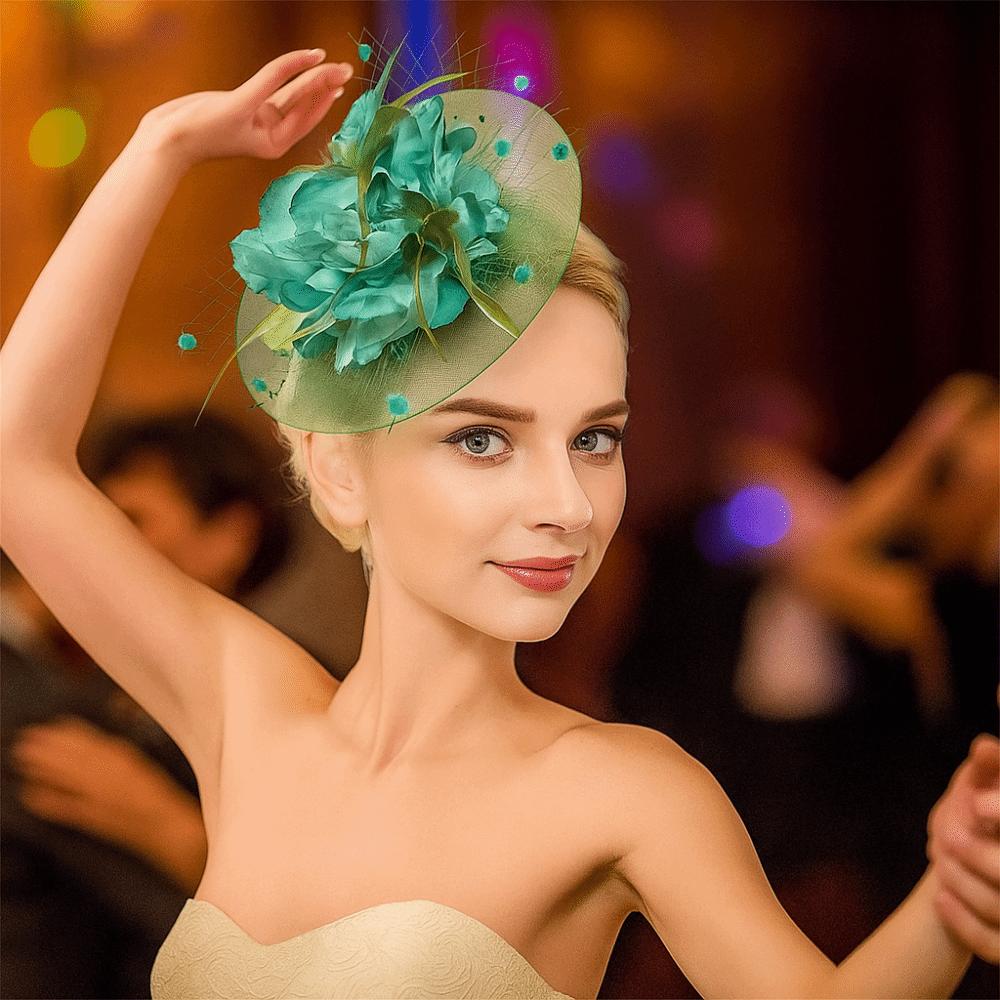 Fjäder Slöja Hatt Huvudbonad Elegant Brud Huvudprydnad Vintage Nät Fascinator Hatt Dansuppvisning
