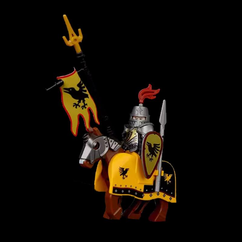 MOC Medieval Knight Castle Figures Building Blocks Weapon Wolf Swordsmen Guard Bow Arrow Shield Flags Warhorse Toys Gifts S002