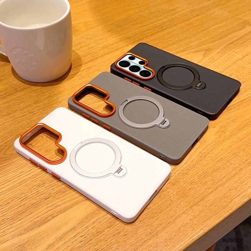 For Samsung Galaxy S26 Ultra S26 Edge S25 S24 Plus Case Magnetic Ring Holder Metal Lens 360° Rotating Ring Stand Protection Capa