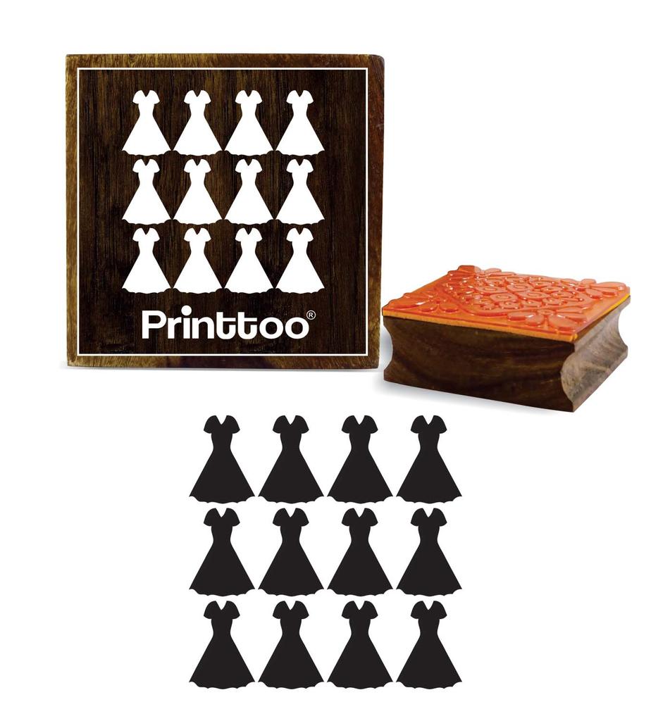 Printtoo Ladies Dress Pattern Square Diary Card Wooden Rubber Stamp Craft Block-2 X 2