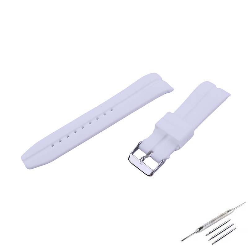 22mm Curved Silicone Rubber Watch Strap - Waterproof, Outdoor Sports Compatible with Various Brands 22mm белый