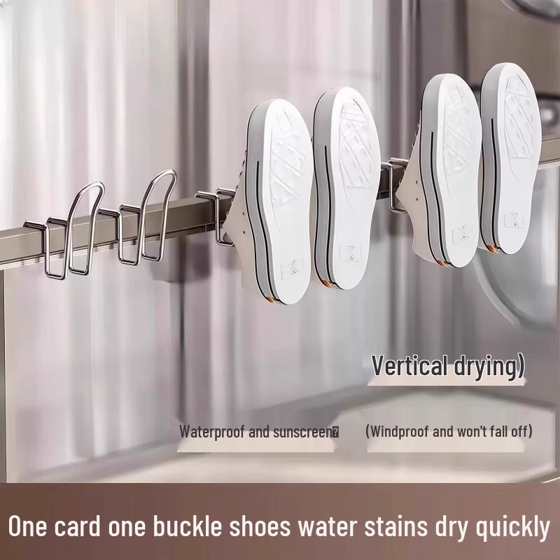 Stainless Steel Anti-theft Outdoor Shoe Drying Hook for Balcony or Window Railing