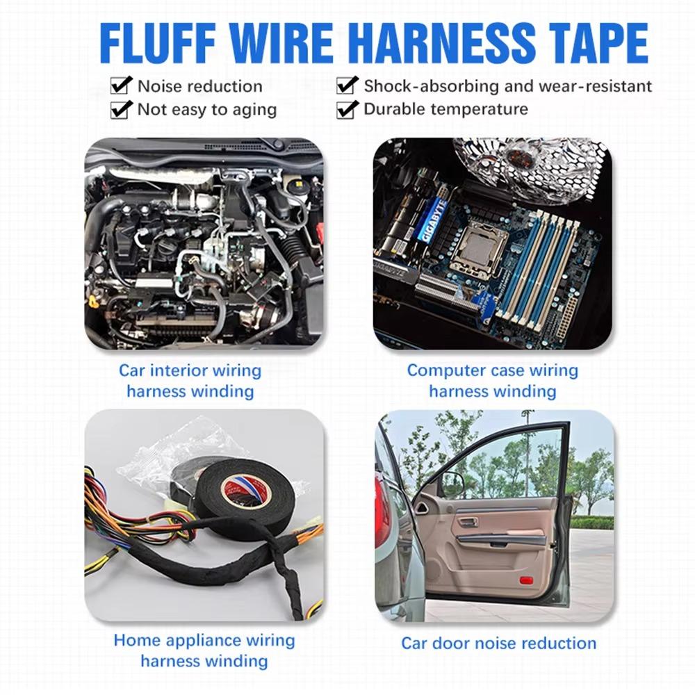 10M Heat-resistant Harness Tape Automotive Wiring Multipurpose Electrical Insulating Tape Self Adhesive Black Cable Harness Home
