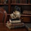 Spooky Gothic Home Decor Accessories Halloween Skull Head Statue, Crow And Book Sculpture, Table Centerpiece Resin Statue for Party Realistic
