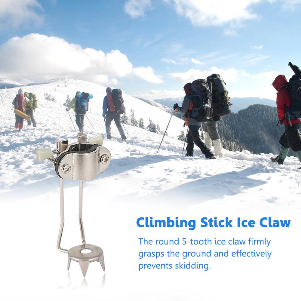 Trekking Pole Cane Tips Stainless Steel Walking Claw Crampon Stick Climbing Cane Ice Tips Non Slip for Winter Outdoor