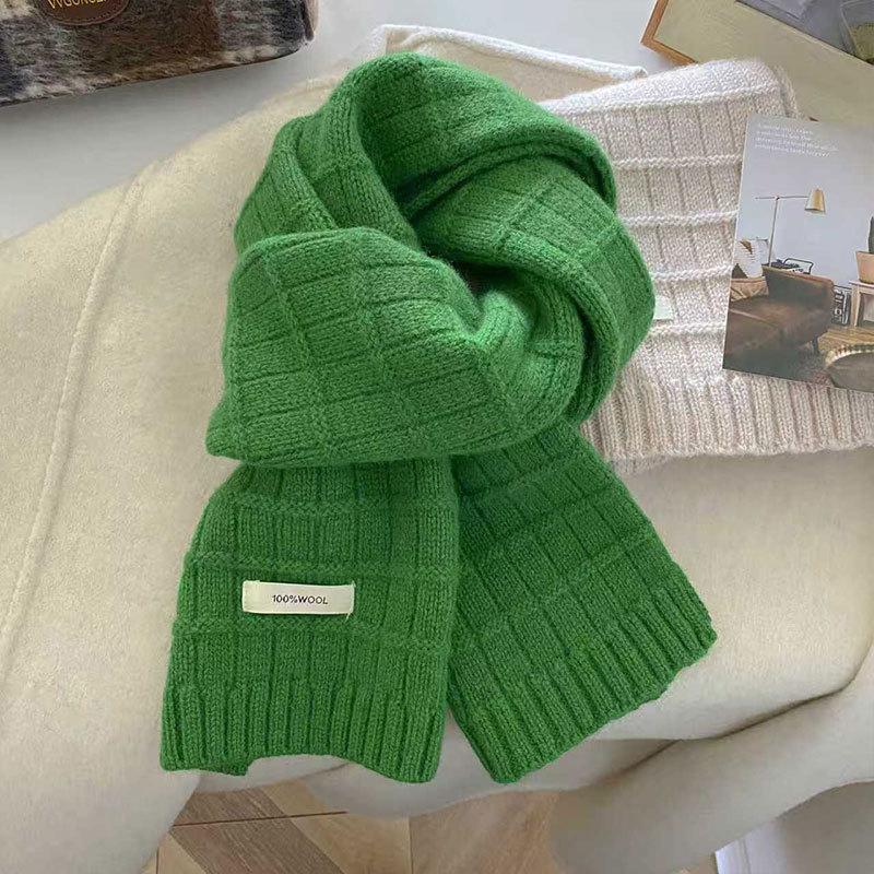 Women Warm Knitted Wool Scarf For Winter Solid Color Thickened Shawl Soft Scarves Cashmere Pashmina Neckerchief Blanket