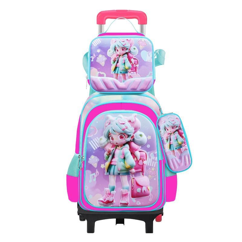 Elementary School Students Can Pack Tie Rod Schoolbag Lunch Bag Pencil Bag Three-Piece Set Children S Cute Cartoon Backpack