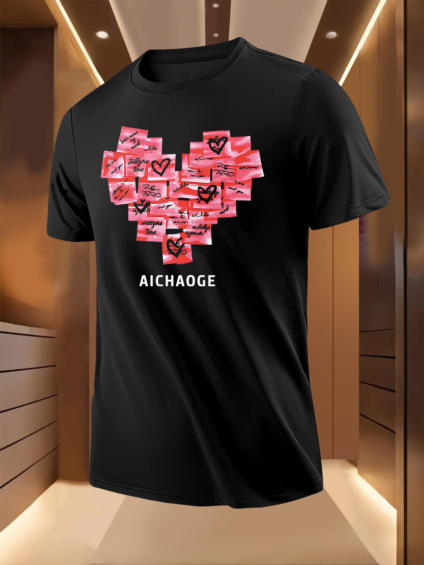Pink Heart Collage Print Tshirt - Breathable Lightweight ... XXL