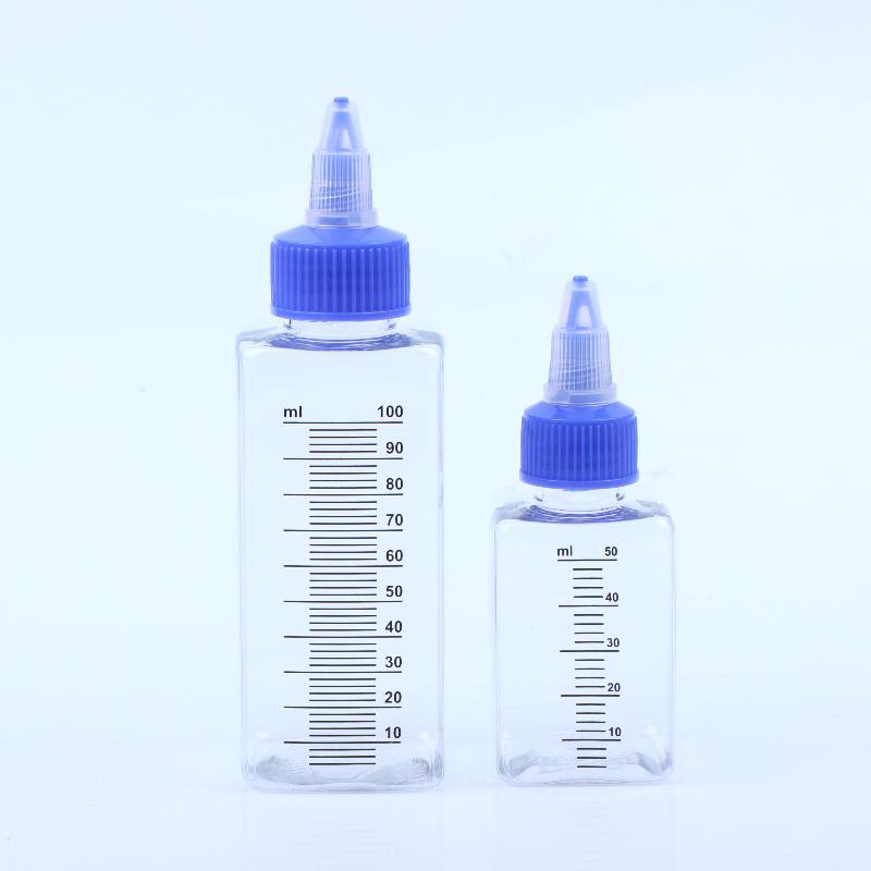 1Pc 30-500Ml Clear Pet Graduated Bottles Twist Cap Refillable Liquid Sample Container Inks Oils Arts Hair Dye Water Bottle