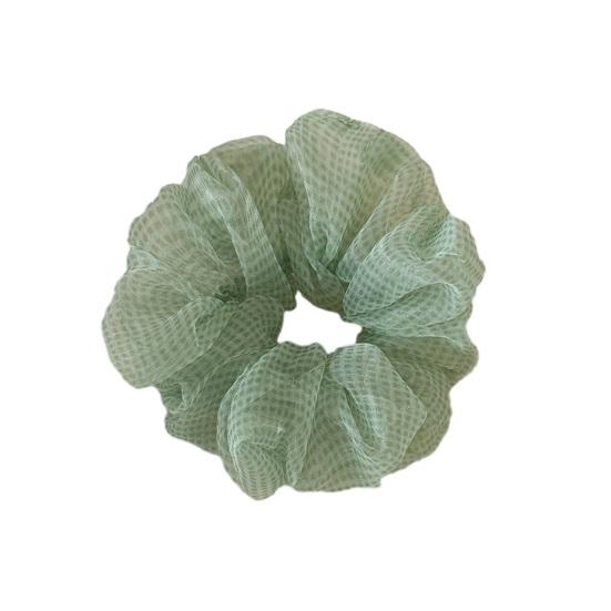 Hair Tie for Mesh Fabric Plaid Pattern Women High Elastic Hair Rope Lightweight зелёный