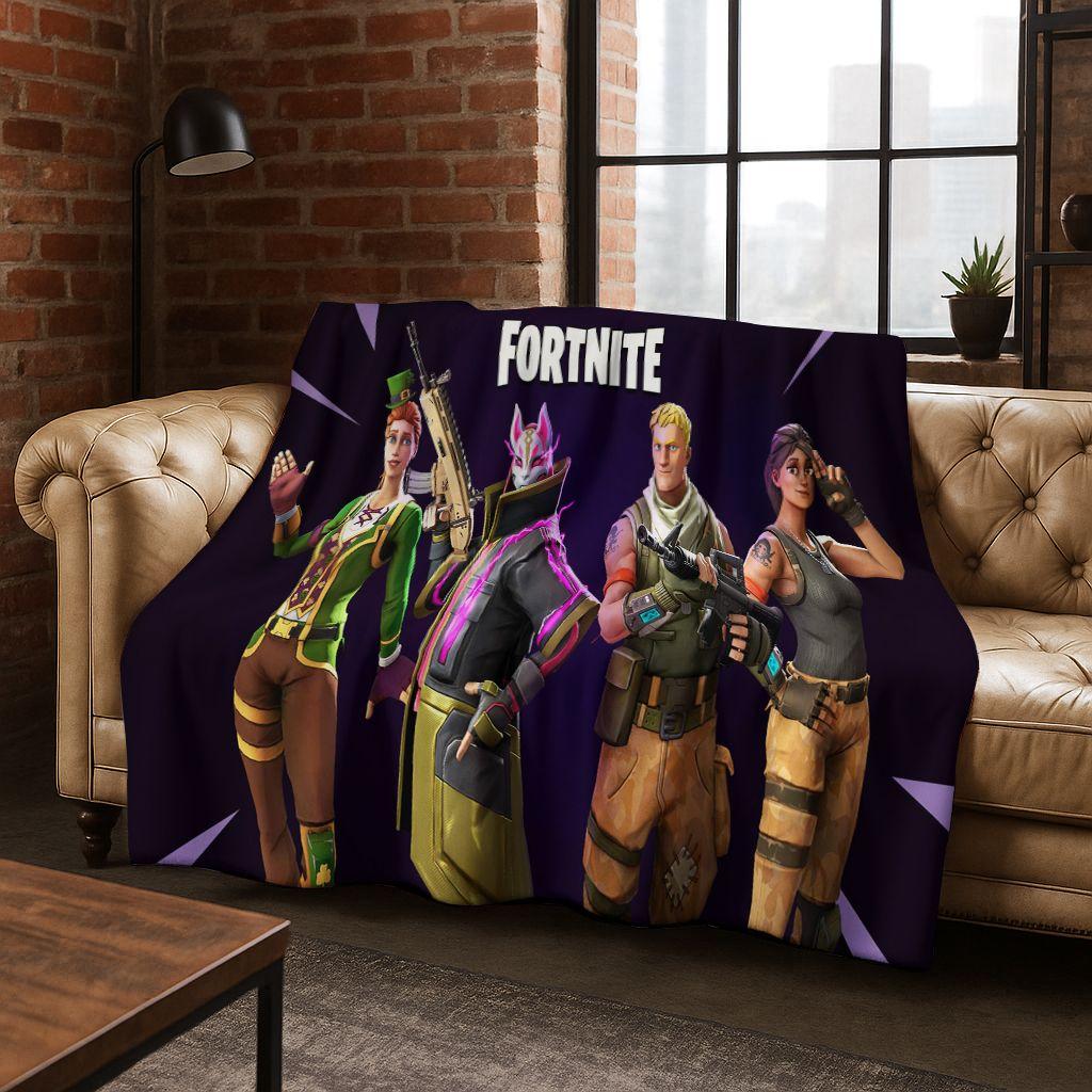 

3D F-Fortnite Game Cartoon Flannel Blanket Soft Warm Throw Blanket for Bed Bedroom Room Living Room Travel Camping Kids Gift 75x90cm