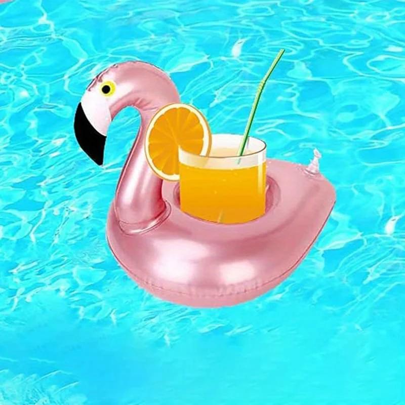 

New Flamingo Cocoa Cup Holder Beverage Boat Floating Inflatable Swimming Pool Floating Cup Holder Summer Beach Party Supplies розового золота