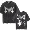 Gewaschenes Retro Klassisches Death Rock Print Baumwolle Herren Damen T-Shirt Sommer Herbst Täglich Outdoor Sport Lässig Locker Kurzarm