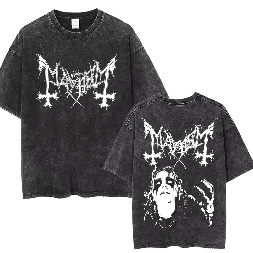 Gewaschenes Retro Klassisches Death Rock Print Baumwolle Herren Damen T-Shirt Sommer Herbst Täglich Outdoor Sport Lässig Locker Kurzarm