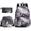 Large Capacity Schoolbag with Shoulder Strap; Student Three-piece Pencil Case Set