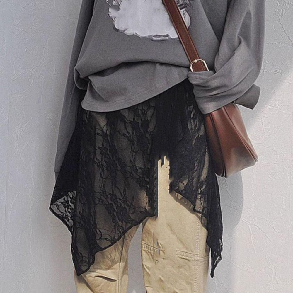 Asymmetric Lace Underskirt Slips Irregular Mesh Underskirt Slips Dress  Summer